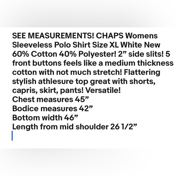 CHAPS Womens Sleeveless Polo Shirt Size XL White New - Picture 8 of 8
